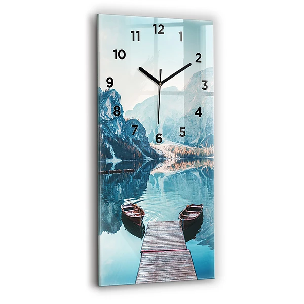 Vertikale Uhr mit motiv Boote auf einem See