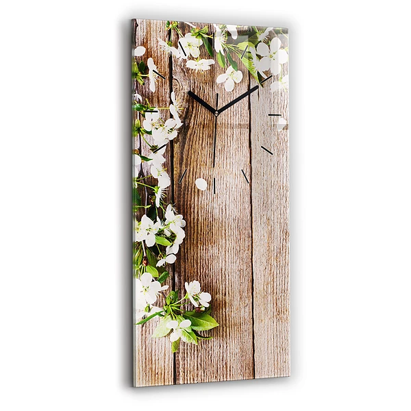 Vertikale Uhr Blumen auf Holz