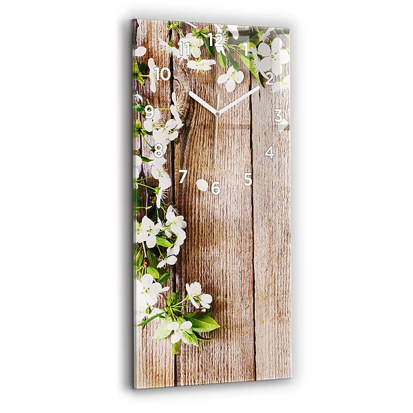 Vertikale Uhr Blumen auf Holz