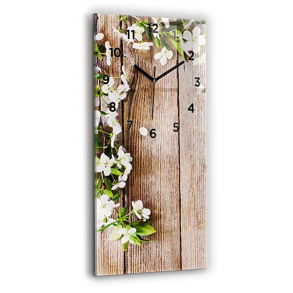 Vertikale Uhr Blumen auf Holz