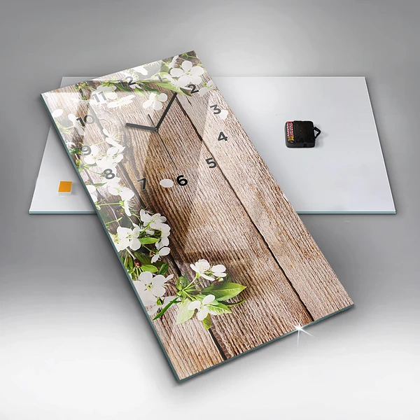 Vertikale Uhr Blumen auf Holz
