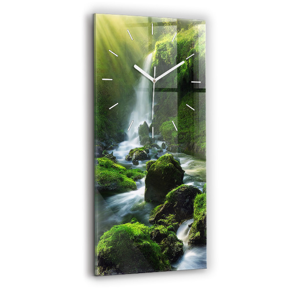 Vertikale Uhr mit motiv Wasserfall und Felsen