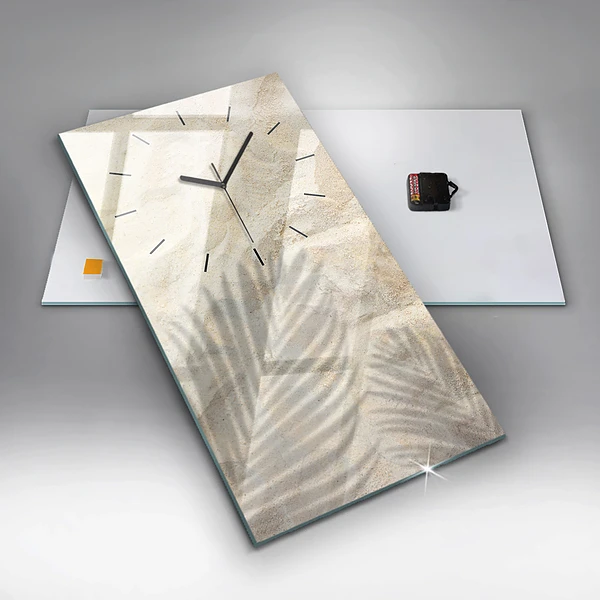 Vertikale Uhr mit motiv Palmenbeschatteter Sand