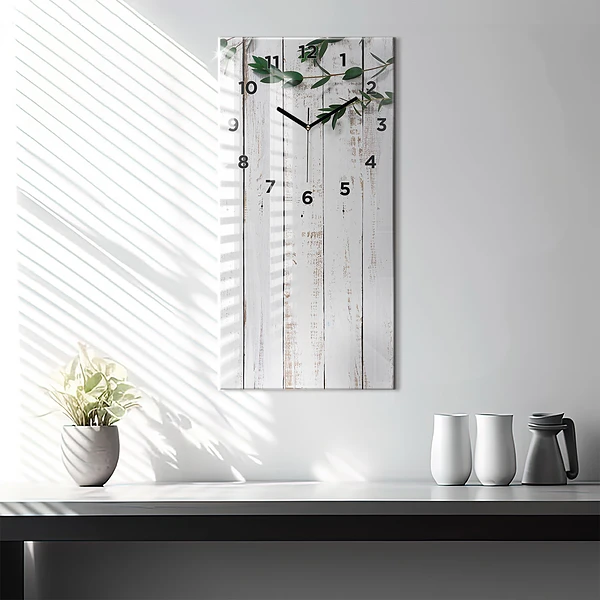 Vertikale Uhr mit motiv Helle Holzbretter