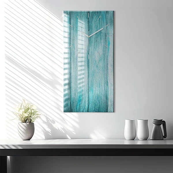 Vertikale Uhr mit motiv Blaues altes Holz