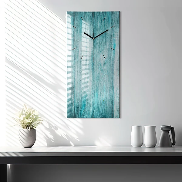 Vertikale Uhr mit motiv Blaues altes Holz