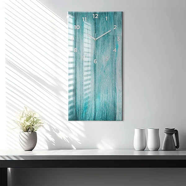 Vertikale Uhr mit motiv Blaues altes Holz