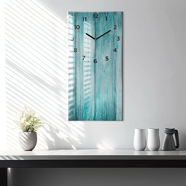 Vertikale Uhr mit motiv Blaues altes Holz