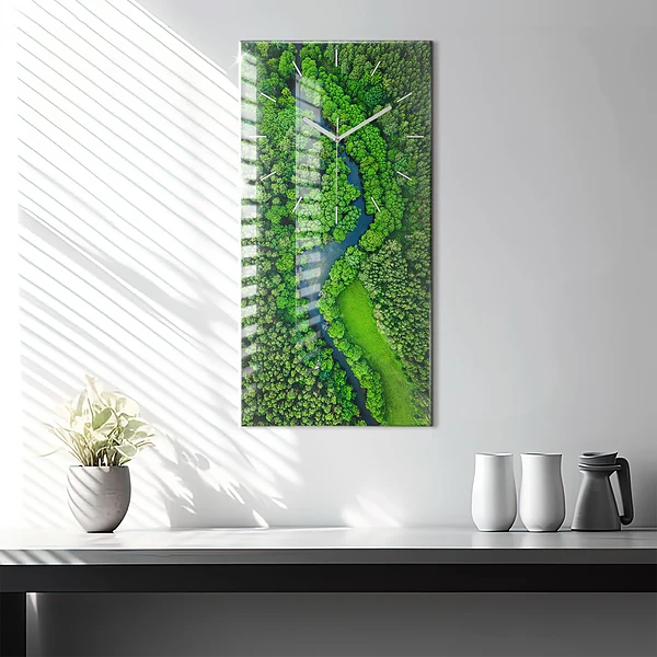 Vertikale Uhr mit motiv Fluss im Wald