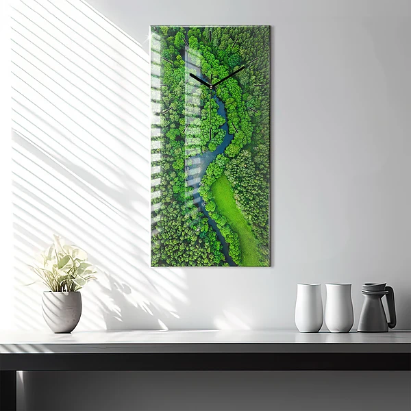Vertikale Uhr mit motiv Fluss im Wald