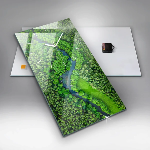 Vertikale Uhr mit motiv Fluss im Wald