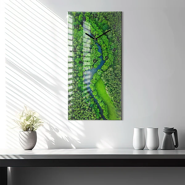 Vertikale Uhr mit motiv Fluss im Wald