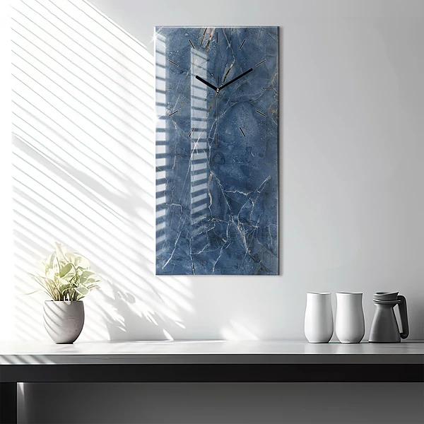 Vertikale Uhr mit motiv Blauer Marmor Textur