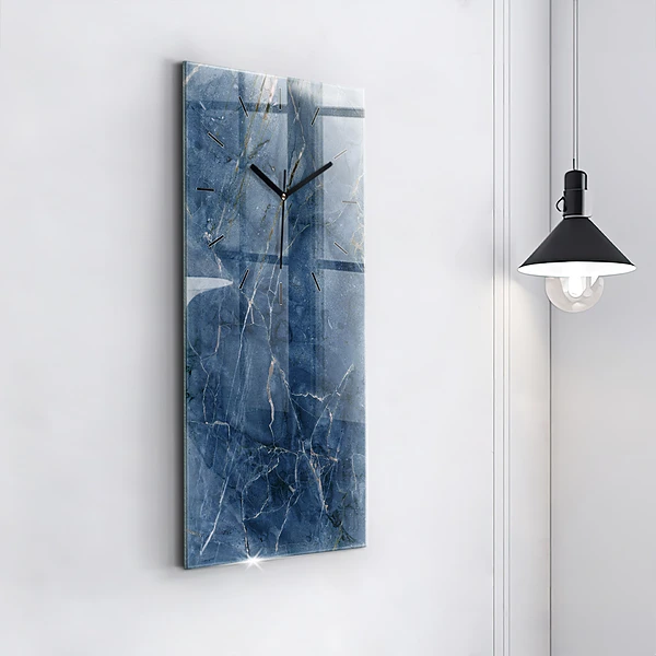 Vertikale Uhr mit motiv Blauer Marmor Textur