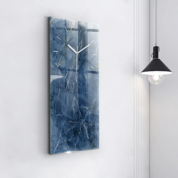 Vertikale Uhr mit motiv Blauer Marmor Textur