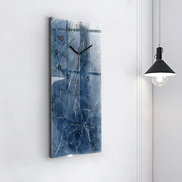 Vertikale Uhr mit motiv Blauer Marmor Textur
