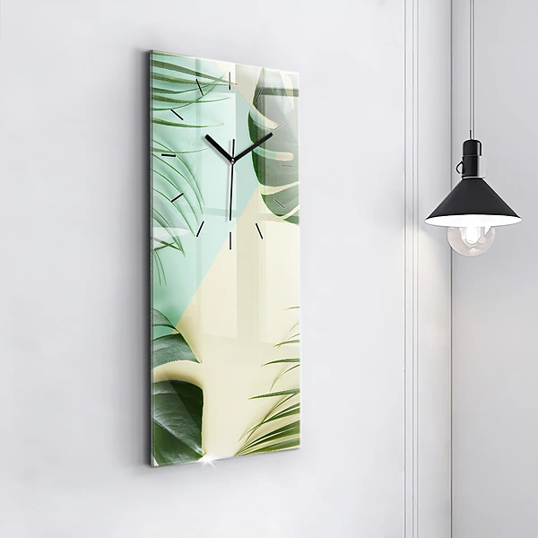 Vertikale Uhr mit motiv Monstera-Blätter