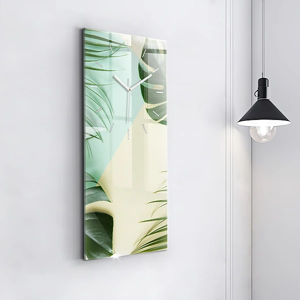 Vertikale Uhr mit motiv Monstera-Blätter