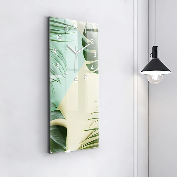 Vertikale Uhr mit motiv Monstera-Blätter