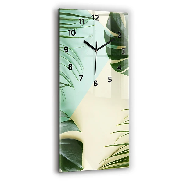 Vertikale Uhr mit motiv Monstera-Blätter
