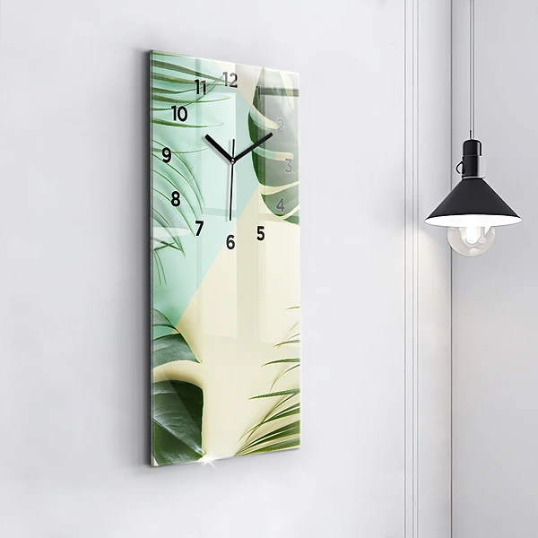 Vertikale Uhr mit motiv Monstera-Blätter