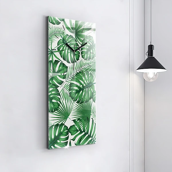 Vertikale Uhr mit motiv Monstera-Blätter