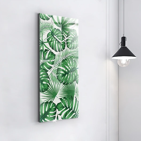 Vertikale Uhr mit motiv Monstera-Blätter