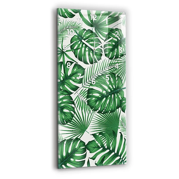Vertikale Uhr mit motiv Monstera-Blätter