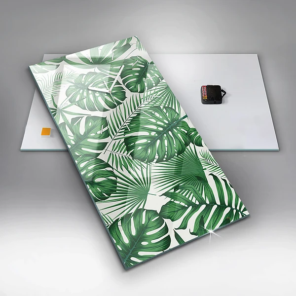 Vertikale Uhr mit motiv Monstera-Blätter