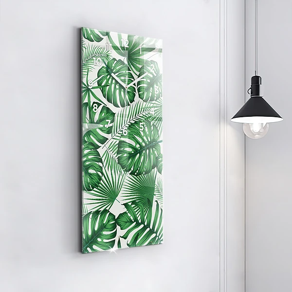 Vertikale Uhr mit motiv Monstera-Blätter