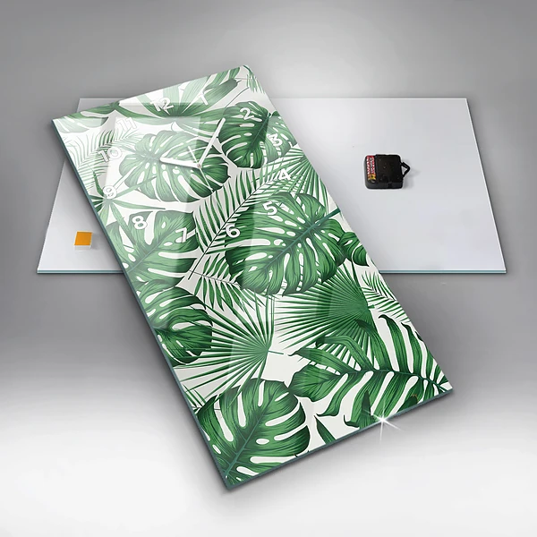 Vertikale Uhr mit motiv Monstera-Blätter