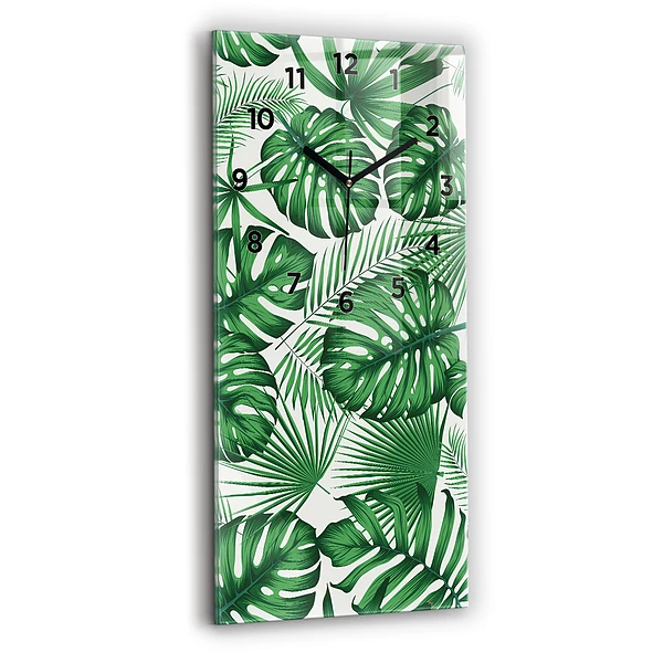 Vertikale Uhr mit motiv Monstera-Blätter
