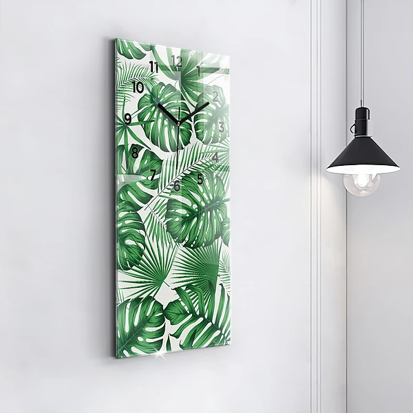 Vertikale Uhr mit motiv Monstera-Blätter