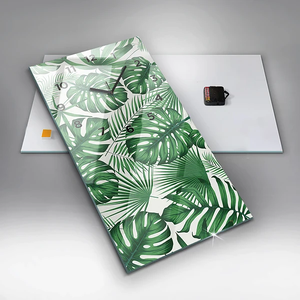 Vertikale Uhr mit motiv Monstera-Blätter