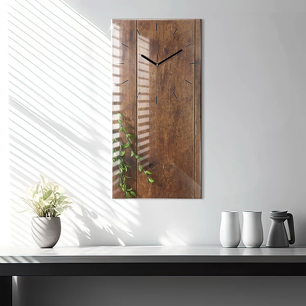 Vertikale Uhr mit motiv Rustikales Holz