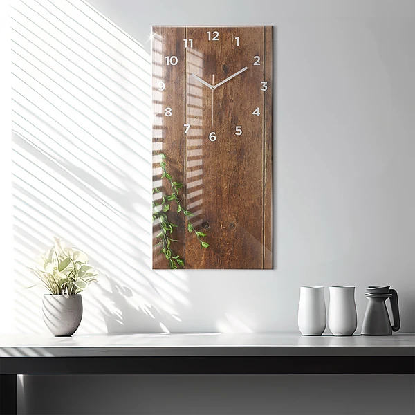 Vertikale Uhr mit motiv Rustikales Holz