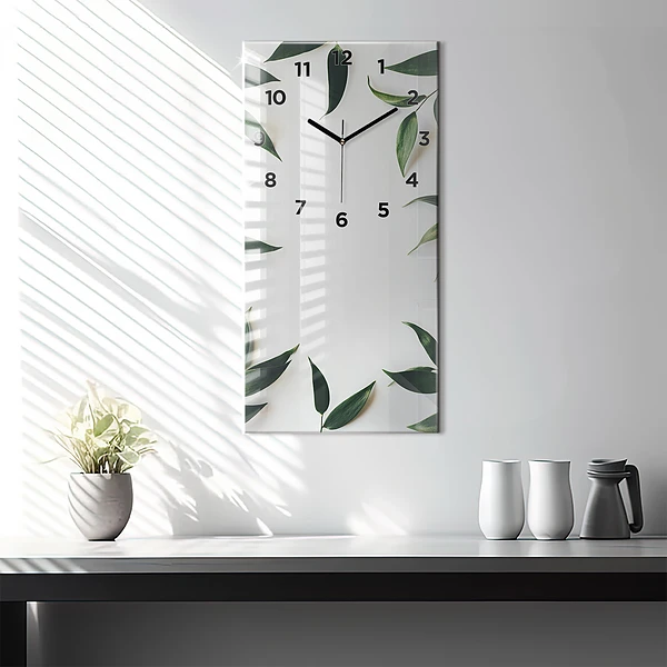 Vertikale Uhr mit motiv Rahmen aus Blättern