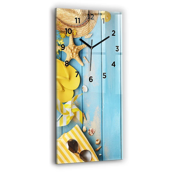 Vertikale Uhr mit motiv Strandzubehör und Tafeln