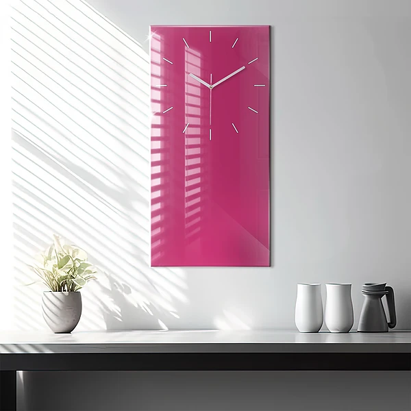 Vertikale Uhr mit motiv Farbe kräftiges Rosa