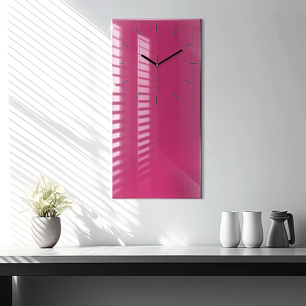 Vertikale Uhr mit motiv Farbe kräftiges Rosa