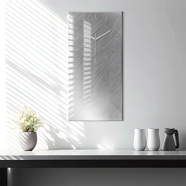 Vertikale Uhr mit motiv Metallwand