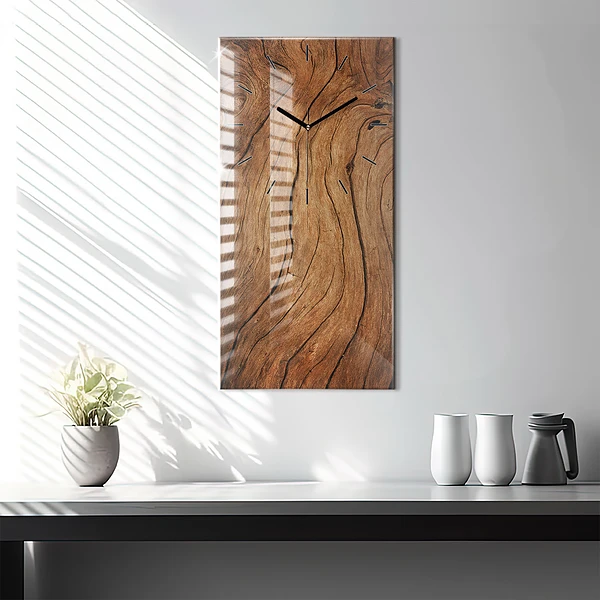 Vertikale Uhr mit motiv Altes Holz
