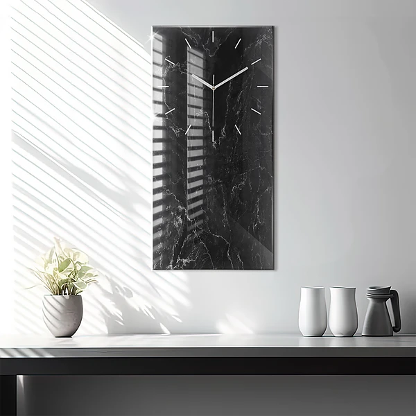 Vertikale Uhr mit motiv Schwarzer Marmor
