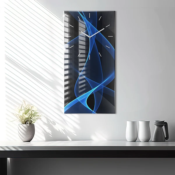Vertikale Uhr Blaue Linien