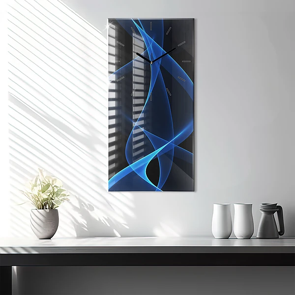 Vertikale Uhr Blaue Linien