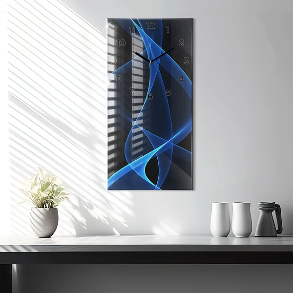 Vertikale Uhr Blaue Linien