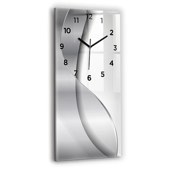 Vertikale Uhr mit motiv Silberne Abstraktion