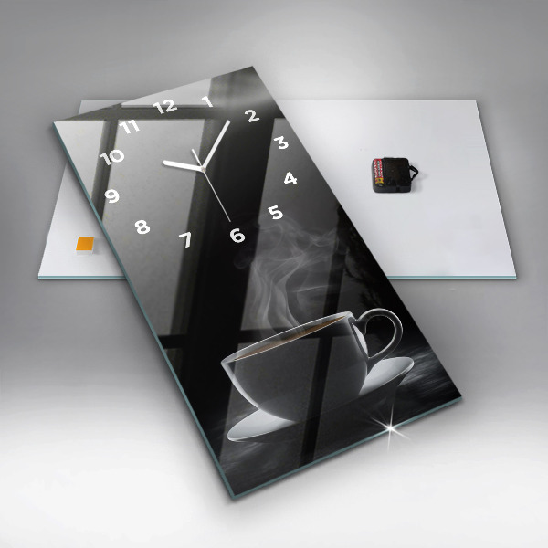 Vertikale Uhr mit motiv Tasse mit schwarzem Kaffee