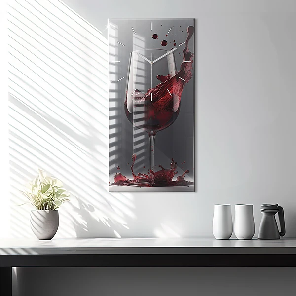 Vertikale Uhr mit motiv Glas Rotwein