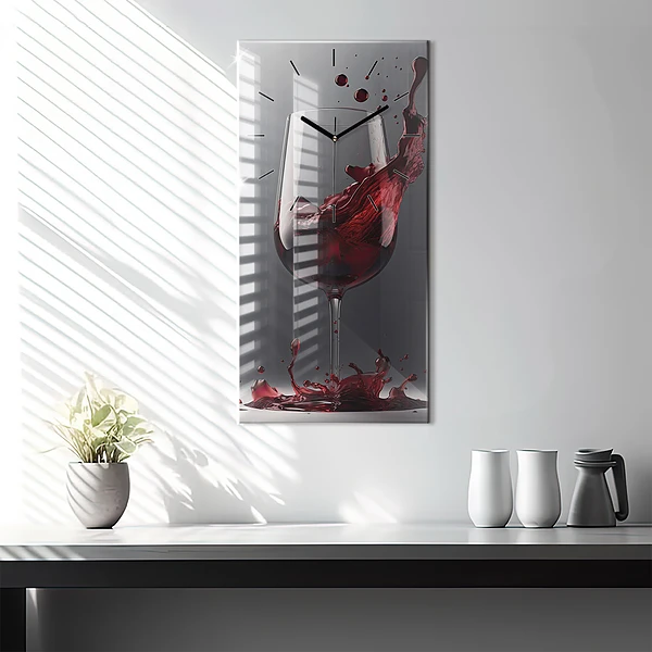 Vertikale Uhr mit motiv Glas Rotwein